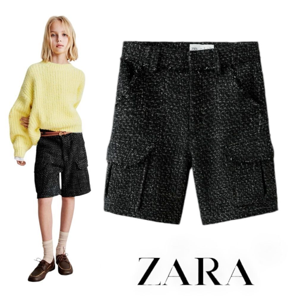 ZARA Kids | Black | PATTERNED WEAVE SHORTS WITH POCKETS